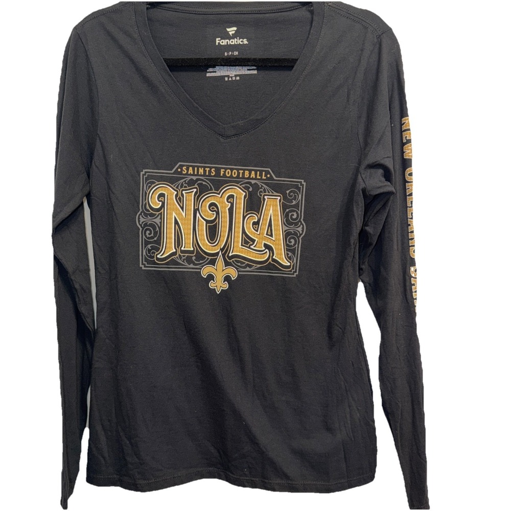 Fanatics Black Long Sleeved NOLA Saints Football Long Sleeved‎ Short Size Small